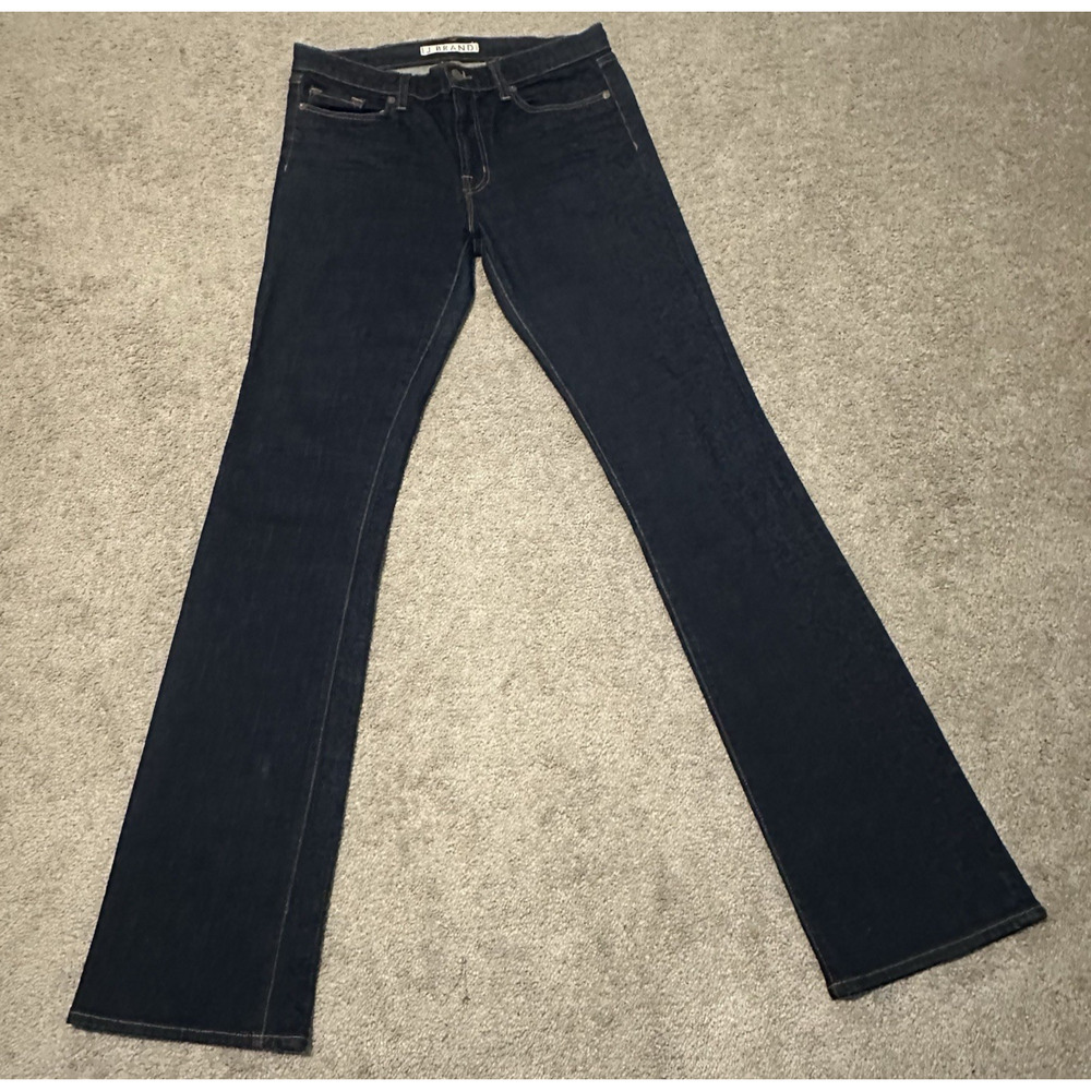 J Brand Women 31 Jeans‎ The Straight Leg Mid Rise Dark Wash Denim Blue